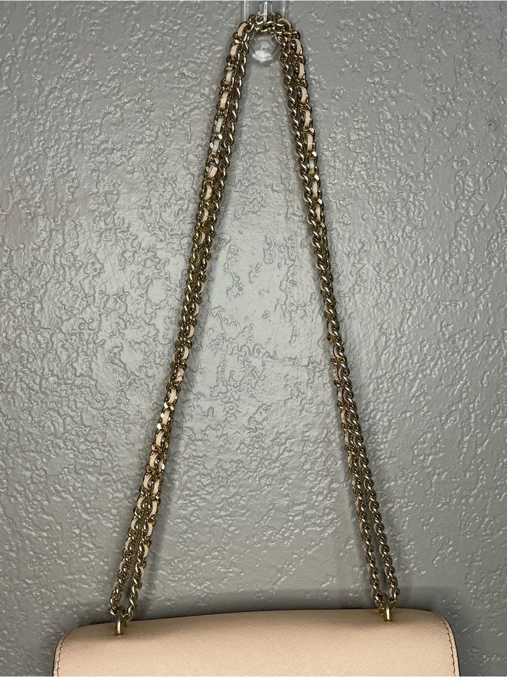 Tory Burch Blush Pink Leather Chain-Strap Crossbody Bag with Gold Hardware
